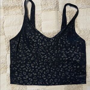 Black Leopard Print Cropped Tank Top